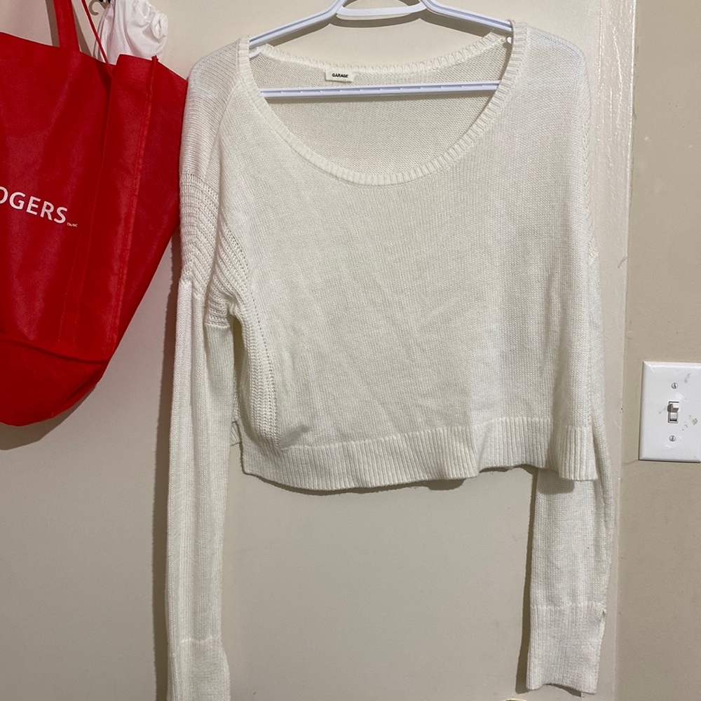 Garage small white cropped sweater